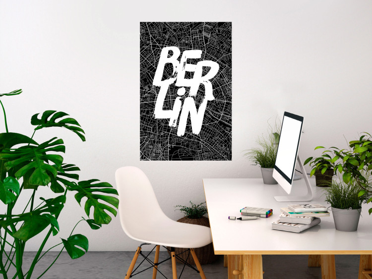 Wall Poster Berlin Negative - black and white composition with a city map and text 119139 additionalImage 23