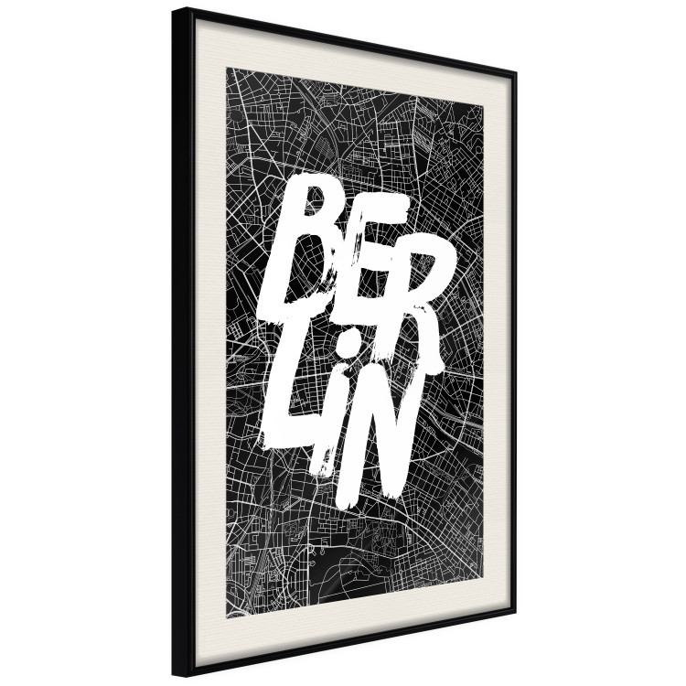 Wall Poster Berlin Negative - black and white composition with a city map and text 119139 additionalImage 3