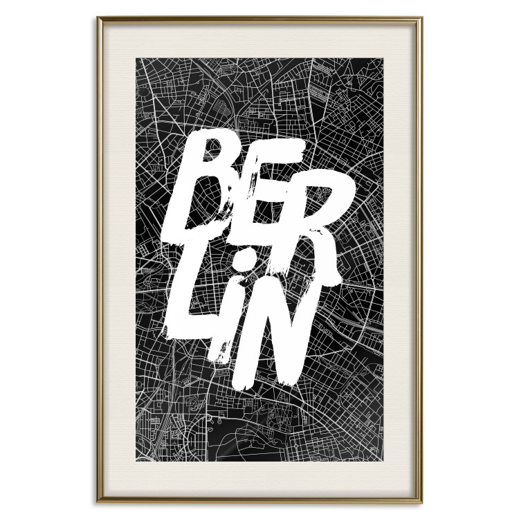 Wall Poster Berlin Negative - black and white composition with a city map and text 119139 additionalImage 19