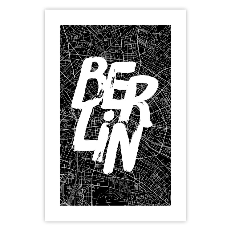Wall Poster Berlin Negative - black and white composition with a city map and text 119139 additionalImage 25