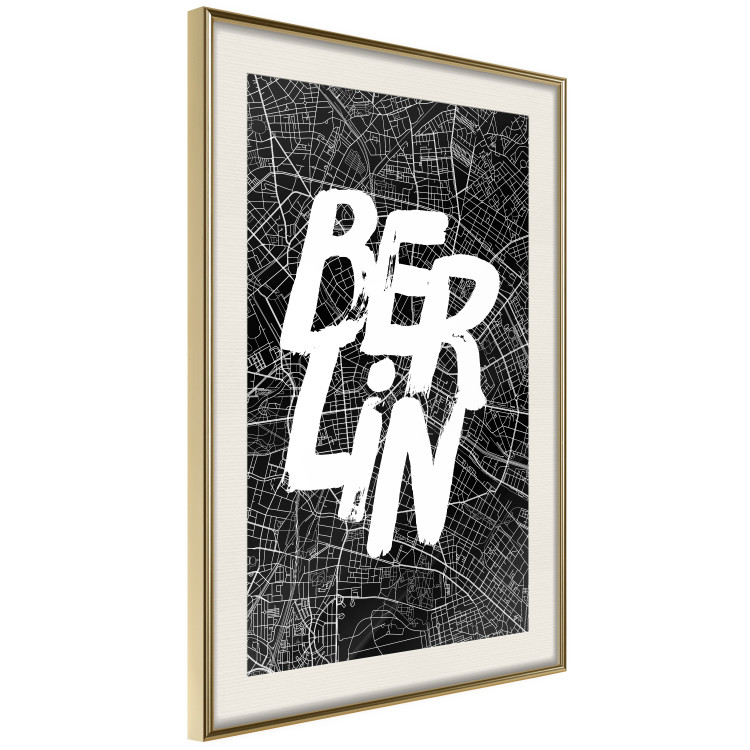 Wall Poster Berlin Negative - black and white composition with a city map and text 119139 additionalImage 2