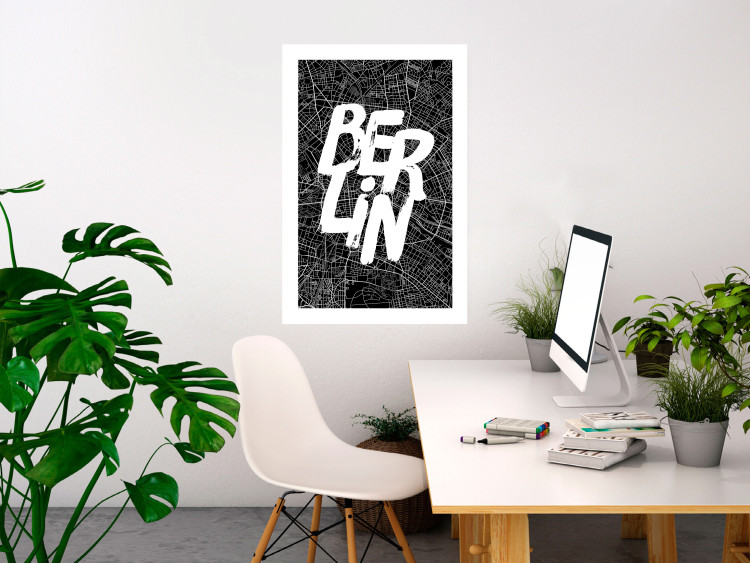 Wall Poster Berlin Negative - black and white composition with a city map and text 119139 additionalImage 4