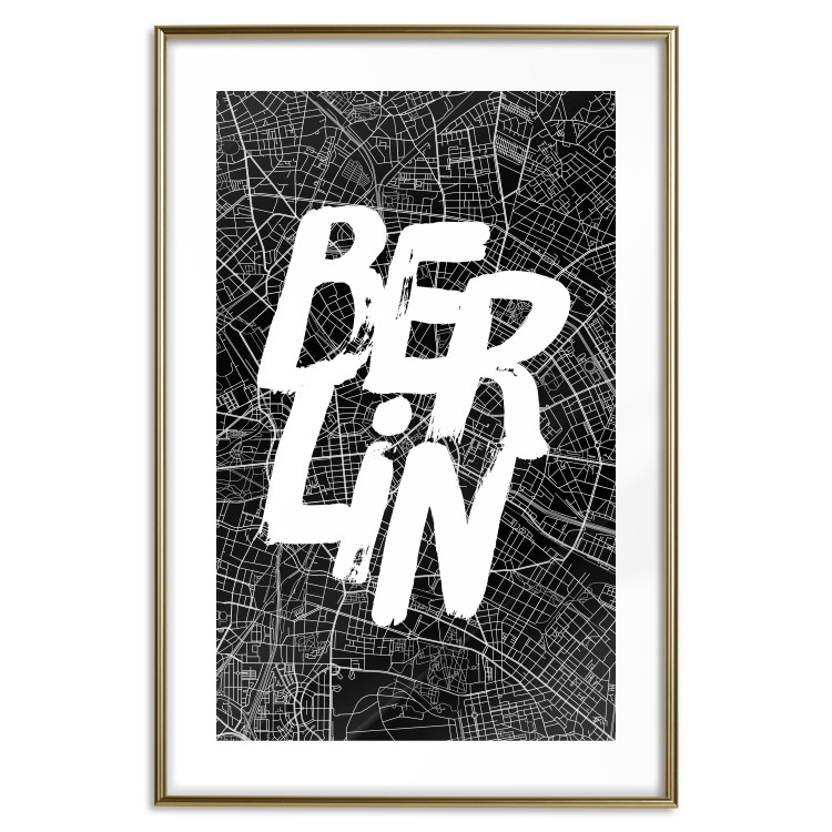 Wall Poster Berlin Negative - black and white composition with a city map and text 119139 additionalImage 16