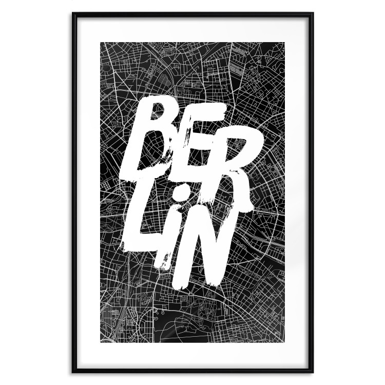 Wall Poster Berlin Negative - black and white composition with a city map and text 119139 additionalImage 17
