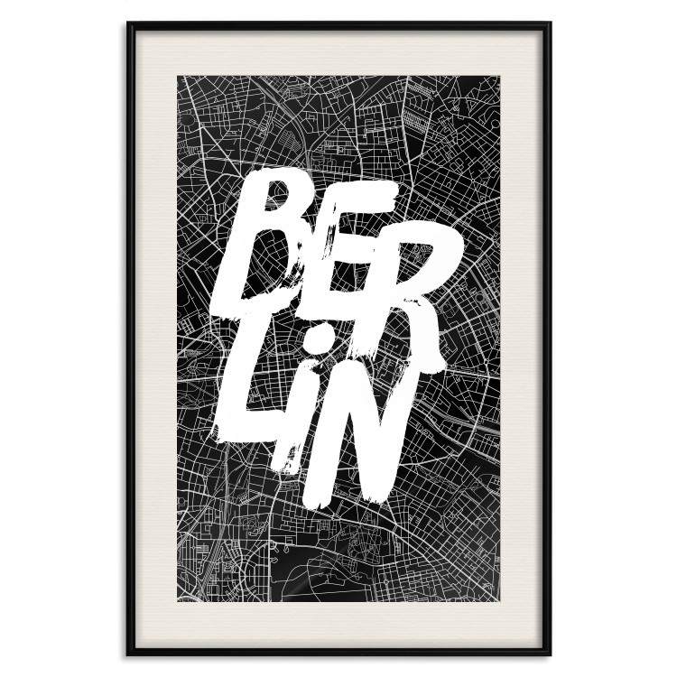 Wall Poster Berlin Negative - black and white composition with a city map and text 119139 additionalImage 18