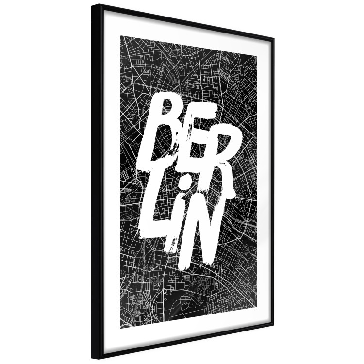 Wall Poster Berlin Negative - black and white composition with a city map and text 119139 additionalImage 13