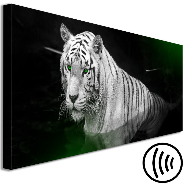 Canvas White tiger in the water - a photo of an animal with green eyes 123339 additionalImage 6