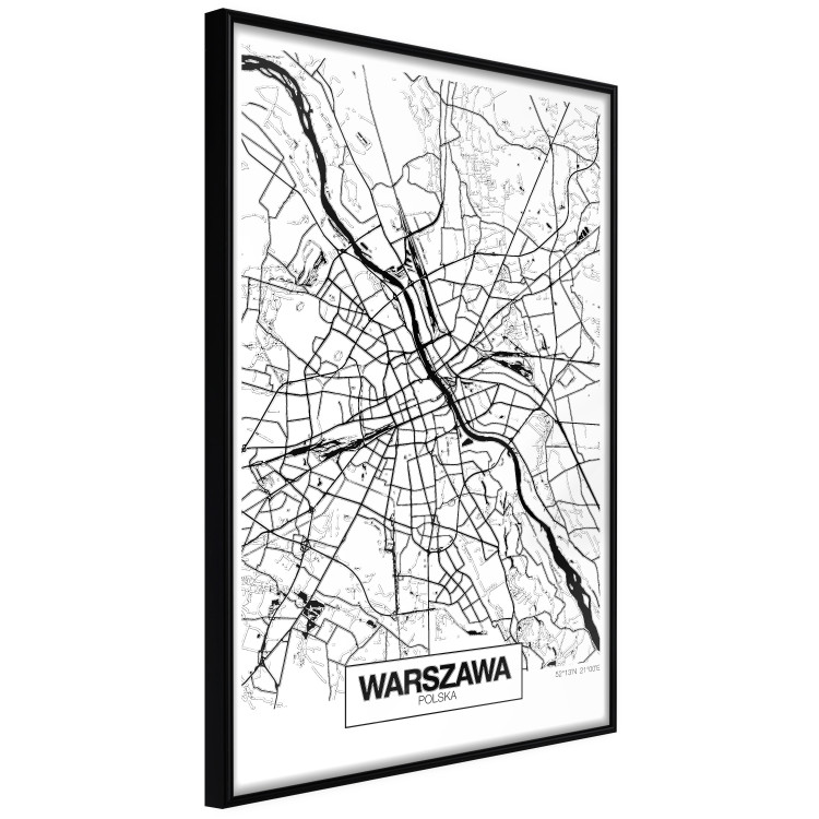 Poster City Map: Warsaw - black and white map of Warsaw with city name 123839 additionalImage 12