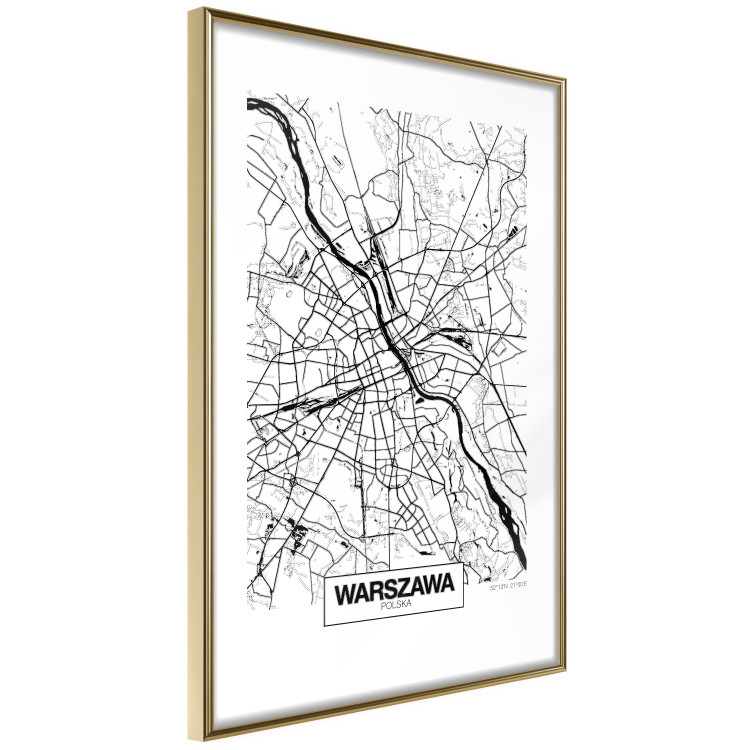 Poster City Map: Warsaw - black and white map of Warsaw with city name 123839 additionalImage 6