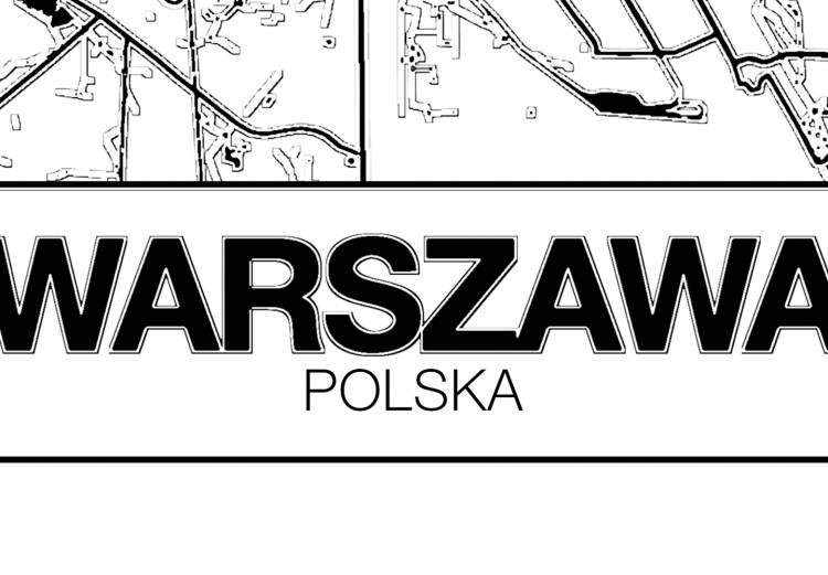 Poster City Map: Warsaw - black and white map of Warsaw with city name 123839 additionalImage 10