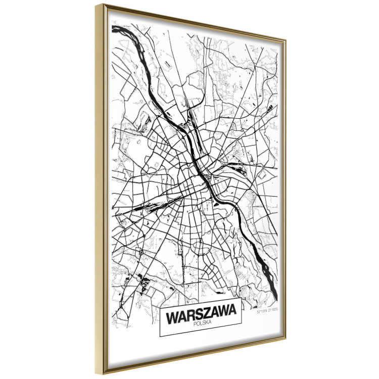 Poster City Map: Warsaw - black and white map of Warsaw with city name 123839 additionalImage 12