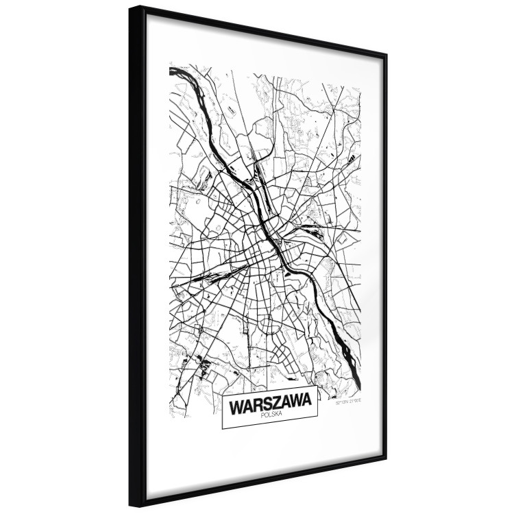 Poster City Map: Warsaw - black and white map of Warsaw with city name 123839 additionalImage 13