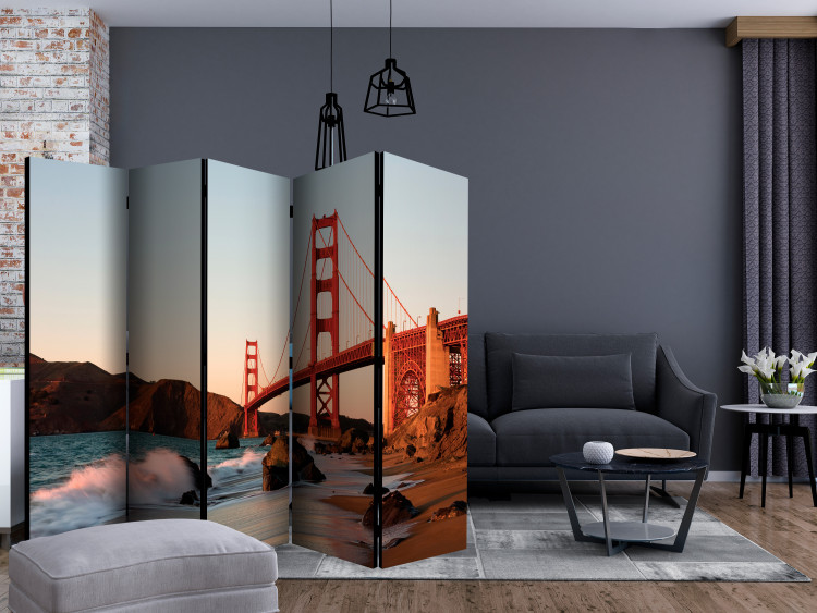 Room Divider Fiery Landscape II (5-piece) - red bridge in the middle of water 124139 additionalImage 4