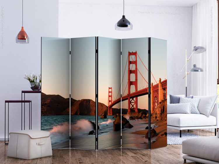 Room Divider Fiery Landscape II (5-piece) - red bridge in the middle of water 124139 additionalImage 2