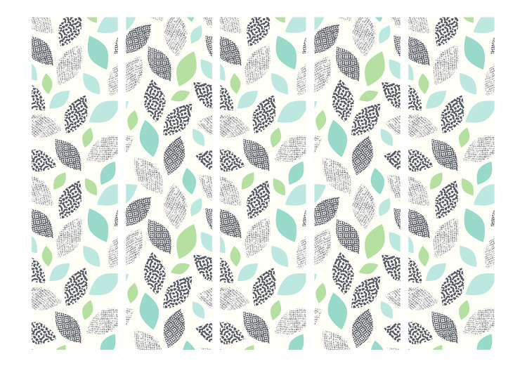 Room Separator Patterned Leaves II (5-piece) - pattern in colorful plant motif 124339 additionalImage 3