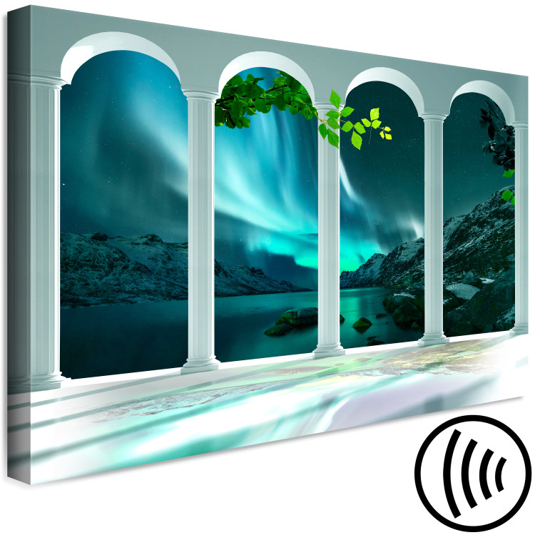 Canvas Print Aurora Polar and white columns - architecture on night sky background 125339 additionalImage 6