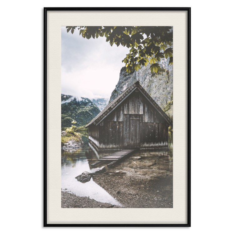 Wall Poster Mountain House - dark wooden cabin against a forest and mountain landscape 126839 additionalImage 19