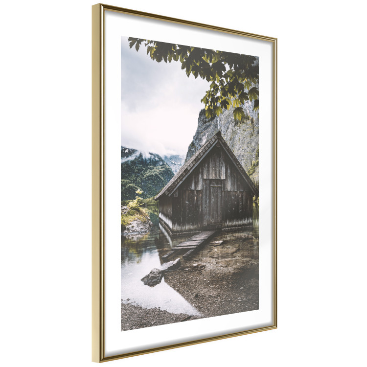 Wall Poster Mountain House - dark wooden cabin against a forest and mountain landscape 126839 additionalImage 9