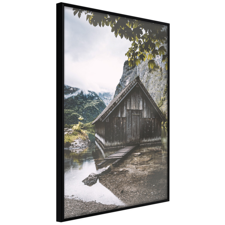 Wall Poster Mountain House - dark wooden cabin against a forest and mountain landscape 126839 additionalImage 13