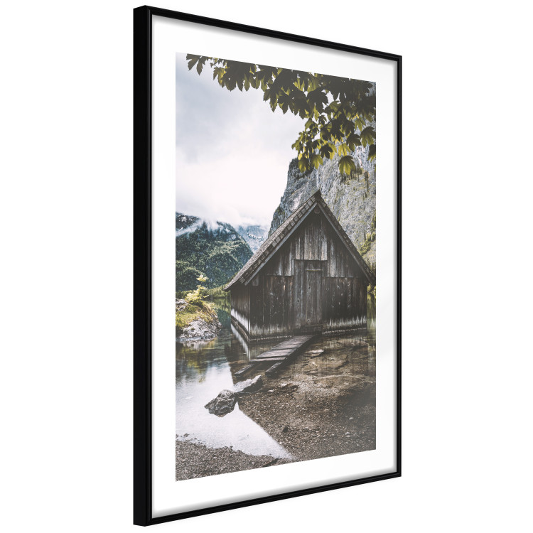 Wall Poster Mountain House - dark wooden cabin against a forest and mountain landscape 126839 additionalImage 8