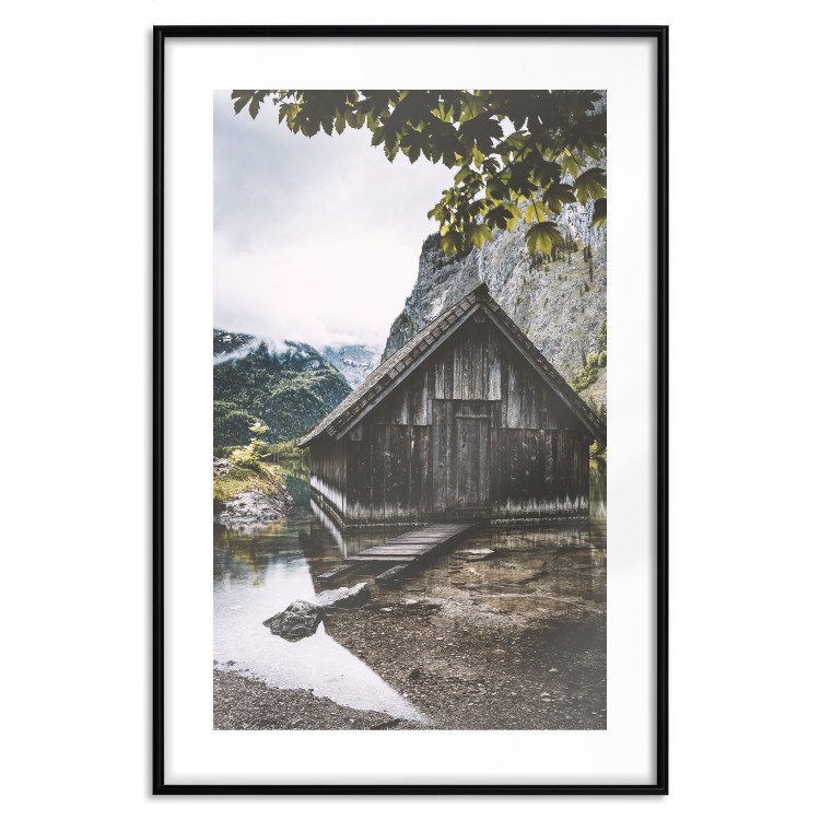 Wall Poster Mountain House - dark wooden cabin against a forest and mountain landscape 126839 additionalImage 15