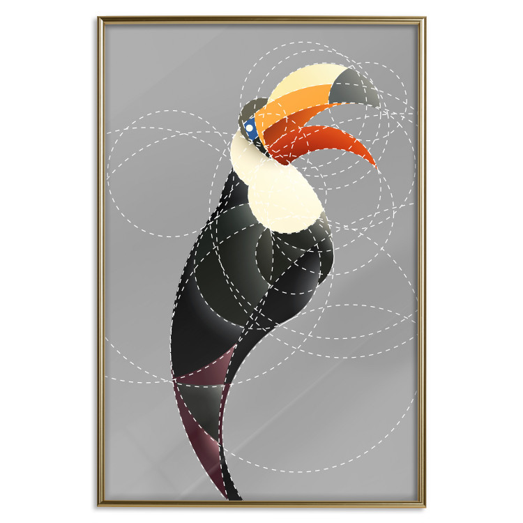 Poster Toucan in Circles - abstract black animal with geometric figures 126939 additionalImage 21
