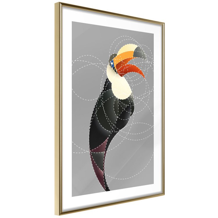 Poster Toucan in Circles - abstract black animal with geometric figures 126939 additionalImage 7