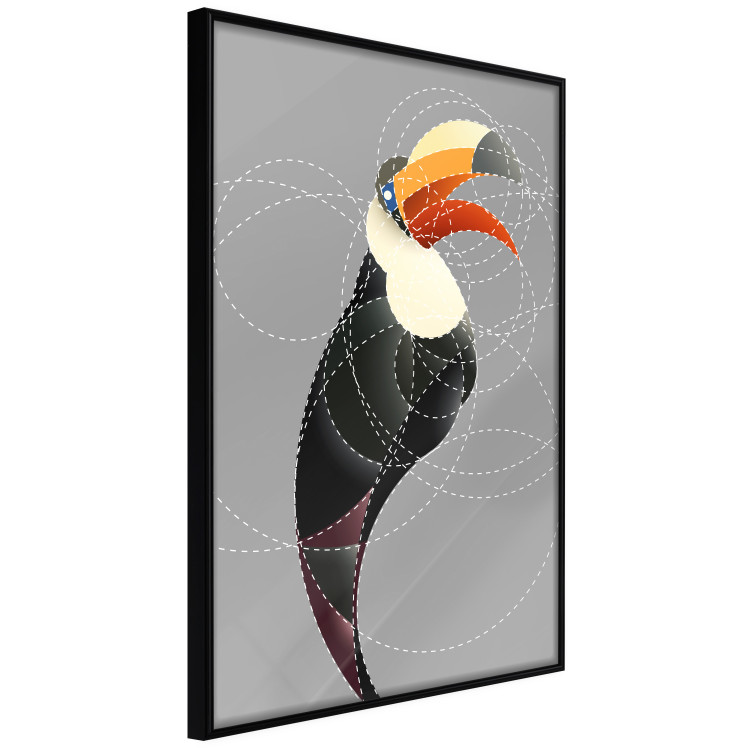 Poster Toucan in Circles - abstract black animal with geometric figures 126939 additionalImage 13