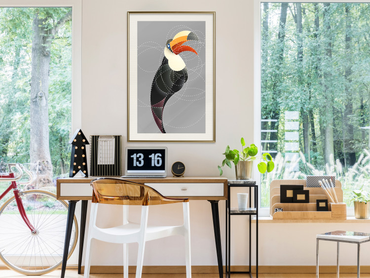 Poster Toucan in Circles - abstract black animal with geometric figures 126939 additionalImage 22