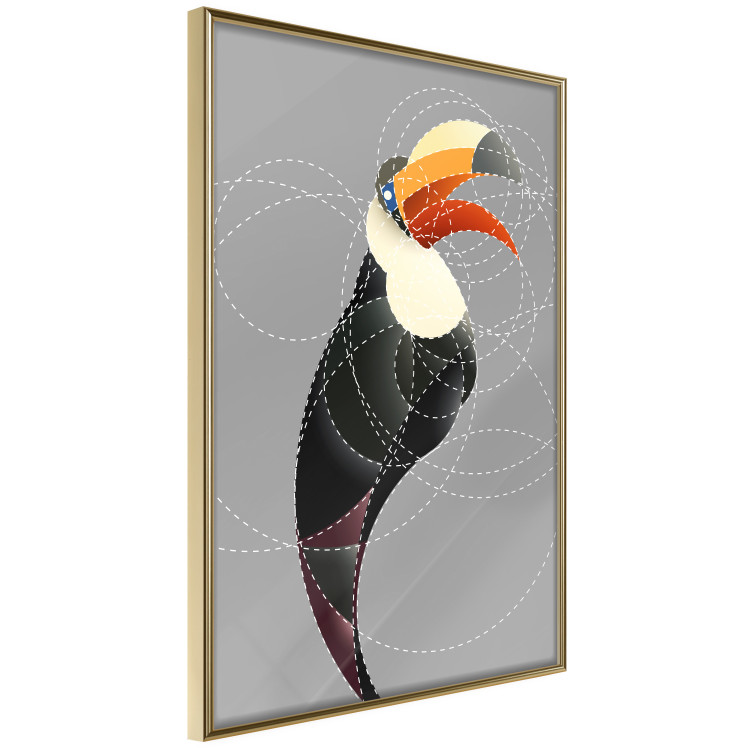 Poster Toucan in Circles - abstract black animal with geometric figures 126939 additionalImage 12