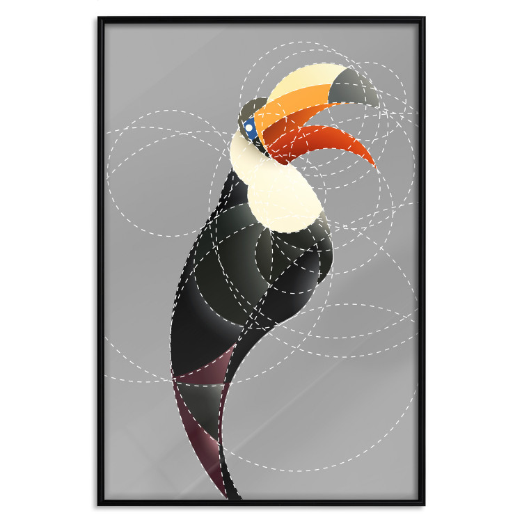 Poster Toucan in Circles - abstract black animal with geometric figures 126939 additionalImage 15