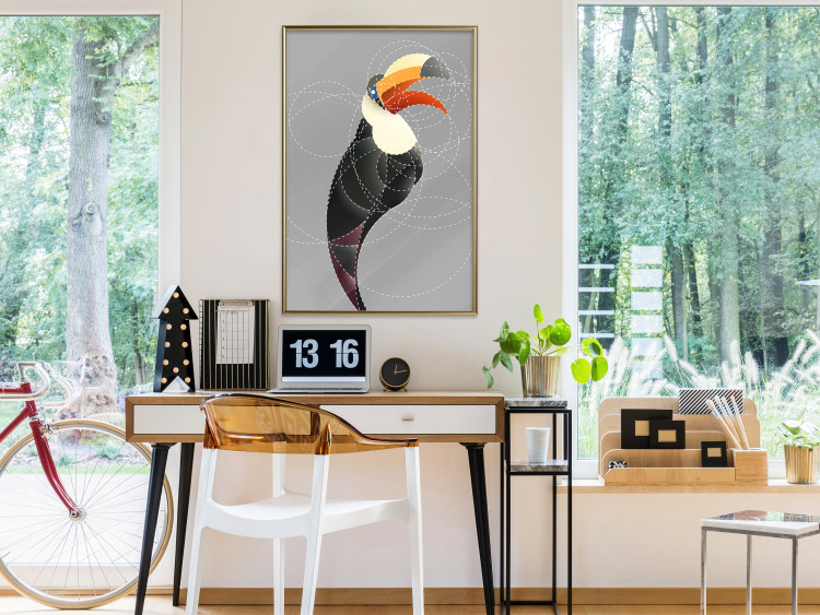 Poster Toucan in Circles - abstract black animal with geometric figures 126939 additionalImage 7
