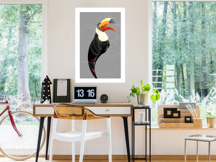 Poster Toucan in Circles - abstract black animal with geometric figures 126939 additionalImage 5