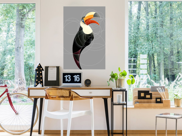 Poster Toucan in Circles - abstract black animal with geometric figures 126939 additionalImage 2