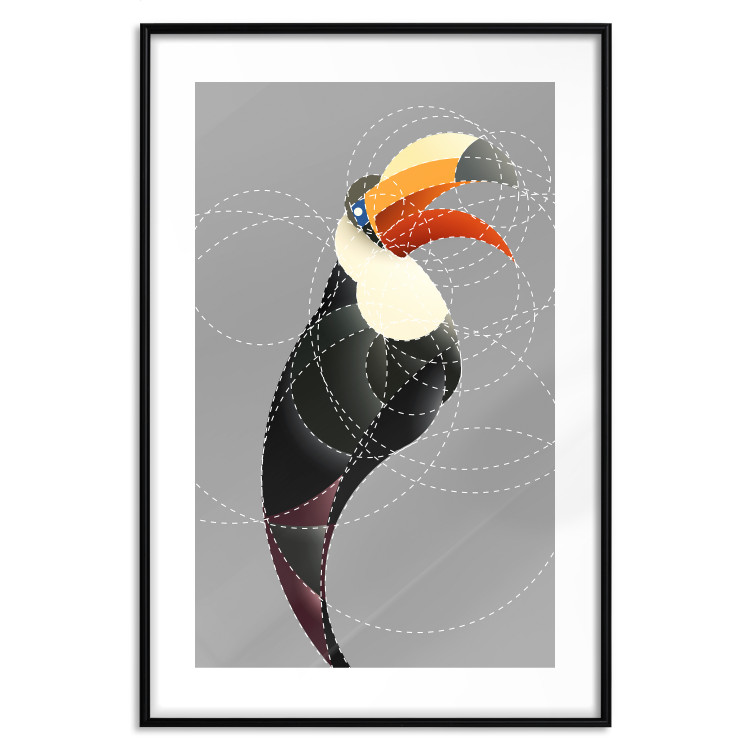 Poster Toucan in Circles - abstract black animal with geometric figures 126939 additionalImage 16