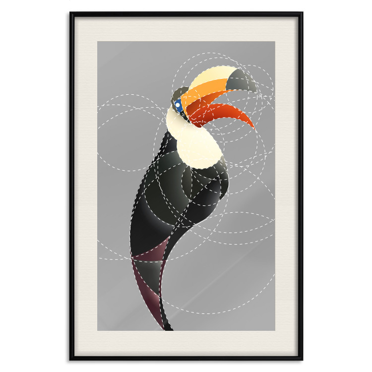 Poster Toucan in Circles - abstract black animal with geometric figures 126939 additionalImage 19