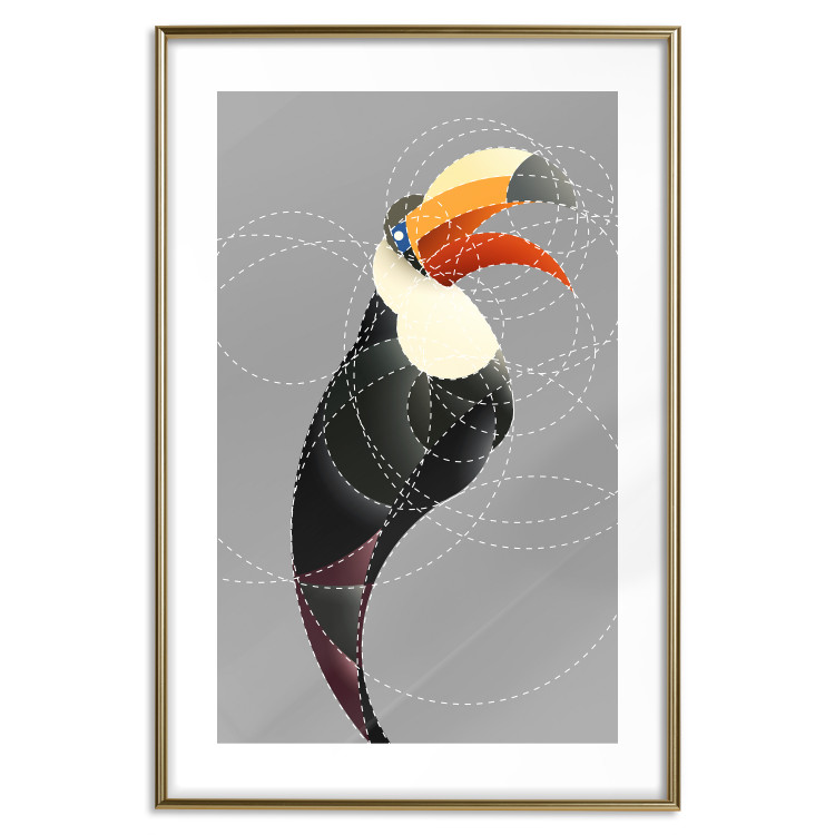 Poster Toucan in Circles - abstract black animal with geometric figures 126939 additionalImage 16