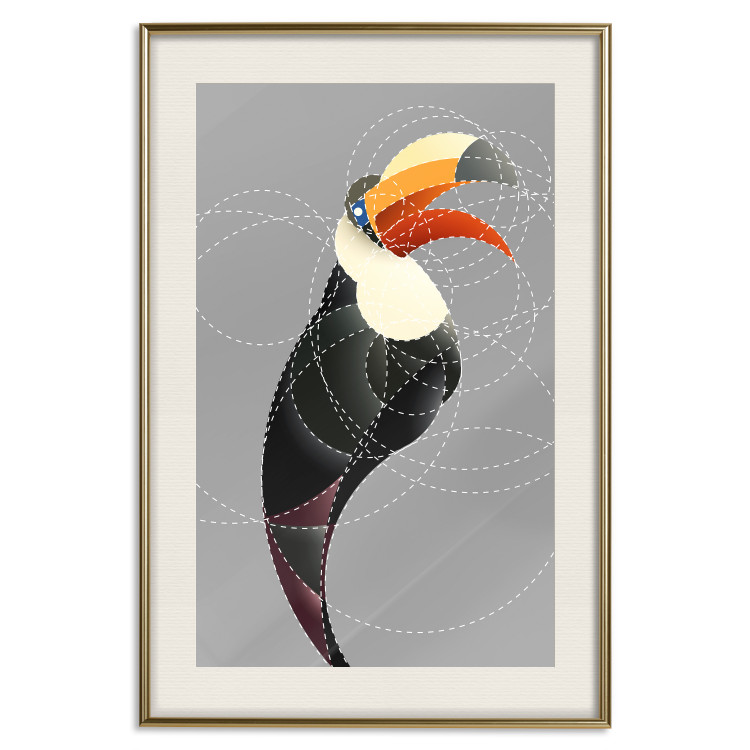 Poster Toucan in Circles - abstract black animal with geometric figures 126939 additionalImage 20