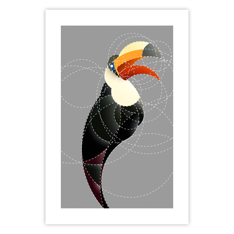 Poster Toucan in Circles - abstract black animal with geometric figures 126939 additionalImage 25