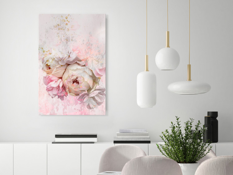 Canvas Melancholic Pink (1-part) vertical - flower in shabby chic style 127539 additionalImage 3