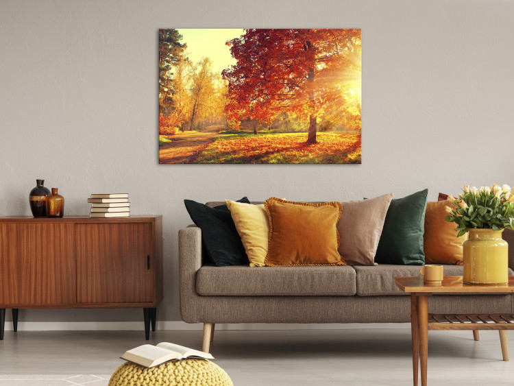 Canvas Autumn Afternoon (1-part) wide - golden landscape of trees 128839 additionalImage 3