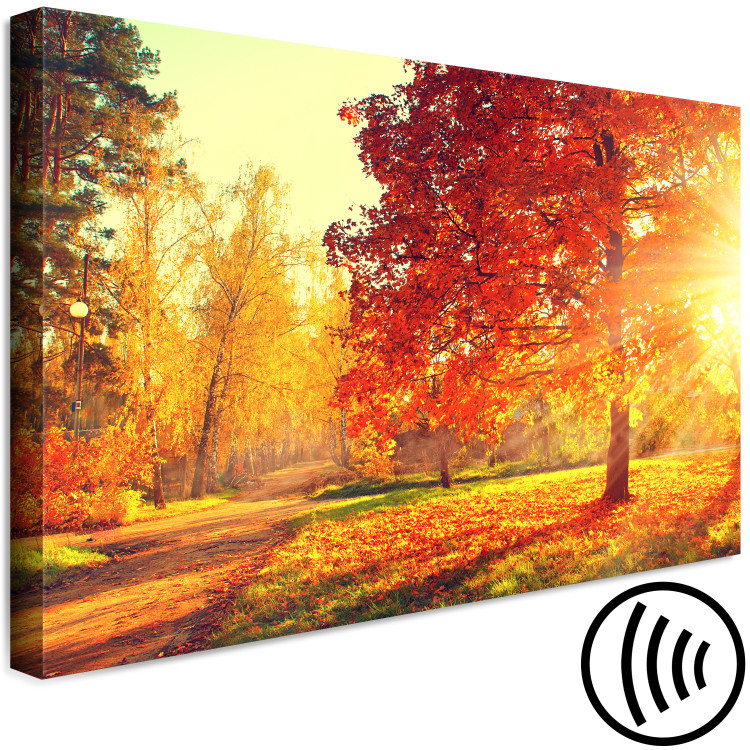 Canvas Autumn Afternoon (1-part) wide - golden landscape of trees 128839 additionalImage 6