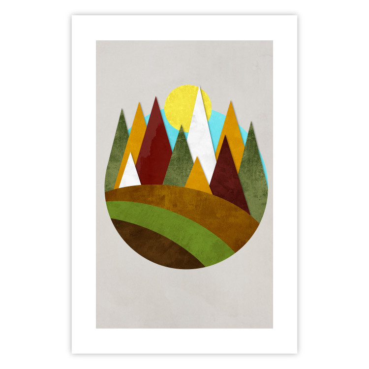 Wall Poster Mountain Trail - colorful abstraction with a field landscape on a light background 129339 additionalImage 19