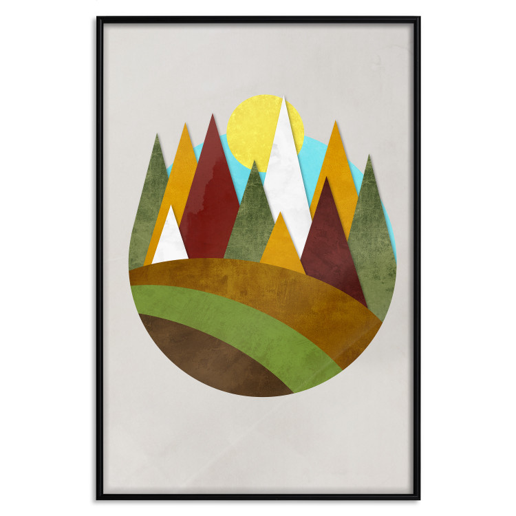 Wall Poster Mountain Trail - colorful abstraction with a field landscape on a light background 129339 additionalImage 16
