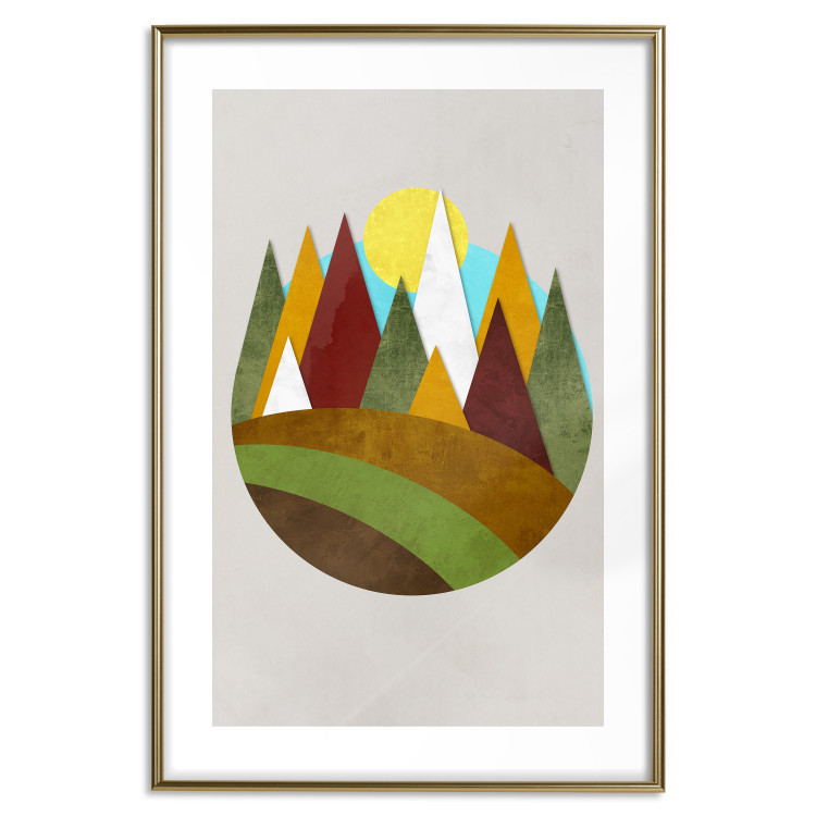 Wall Poster Mountain Trail - colorful abstraction with a field landscape on a light background 129339 additionalImage 14