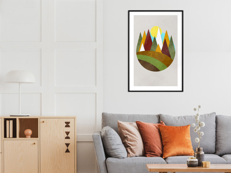 Wall Poster Mountain Trail - colorful abstraction with a field landscape on a light background 129339 additionalImage 18