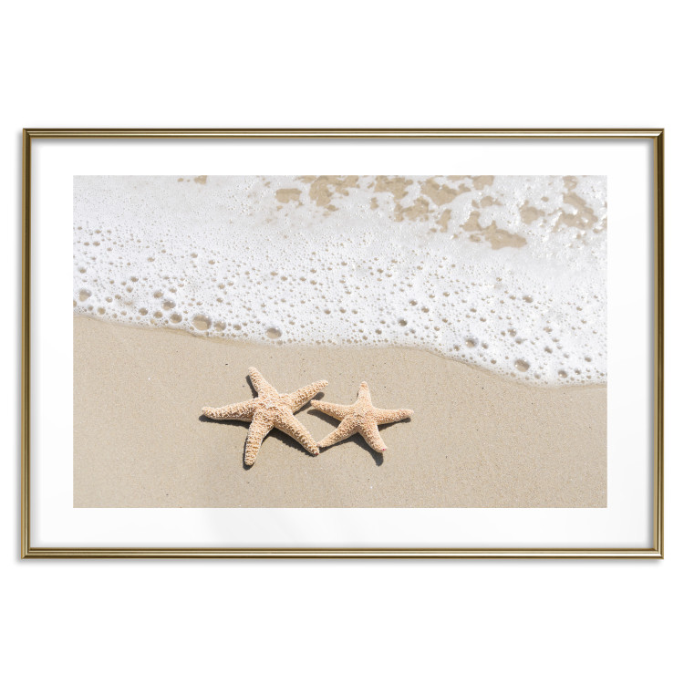 Poster Vacation Souvenir - beach landscape with scattered stars on the sand 129839 additionalImage 14