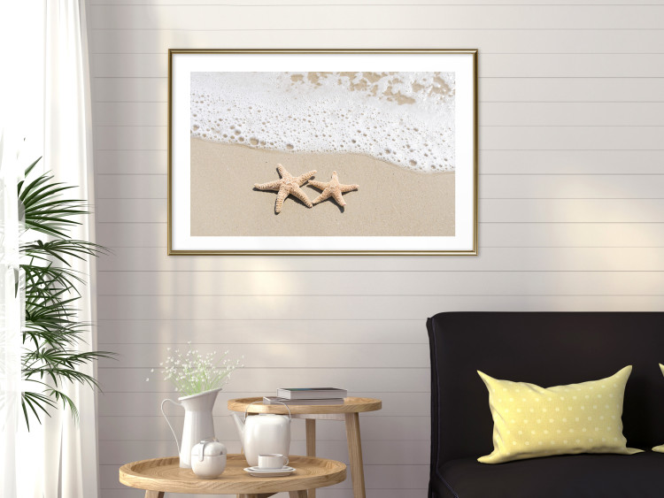 Poster Vacation Souvenir - beach landscape with scattered stars on the sand 129839 additionalImage 15