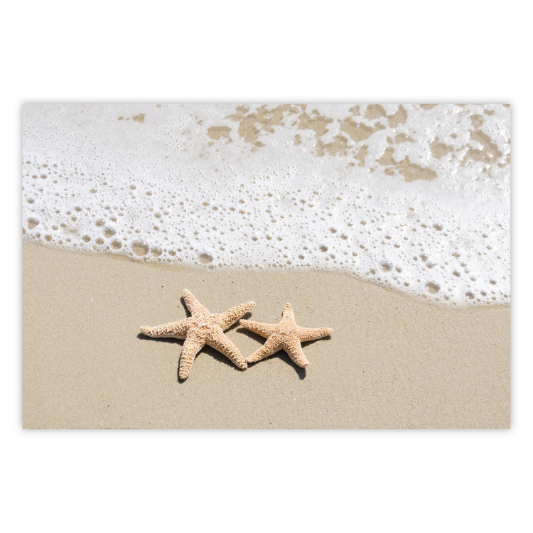 Poster Vacation Souvenir - beach landscape with scattered stars on the sand 129839
