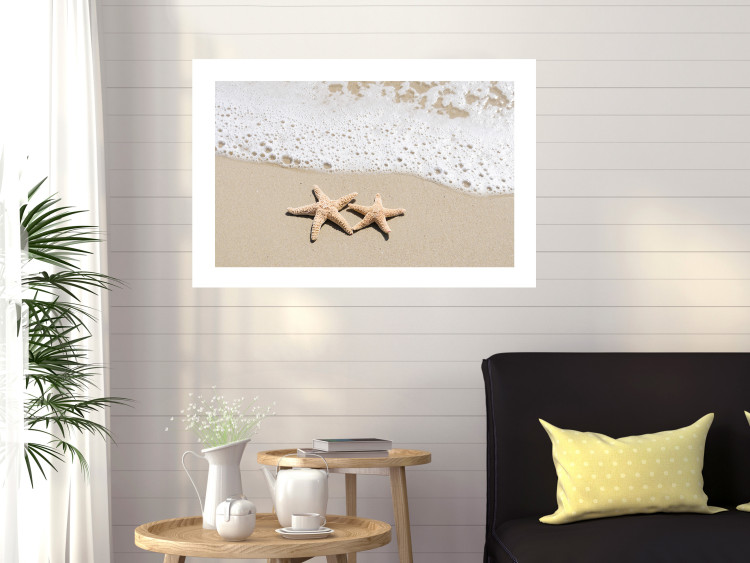 Poster Vacation Souvenir - beach landscape with scattered stars on the sand 129839 additionalImage 3